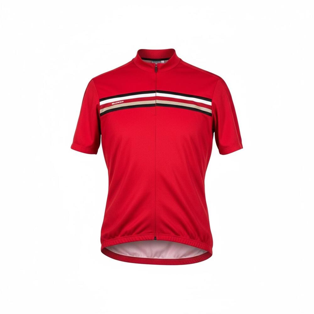 Sugoi Red Cycling Jersey with Zip and Stripe Detail Size XL Back Pouch Pockets‎